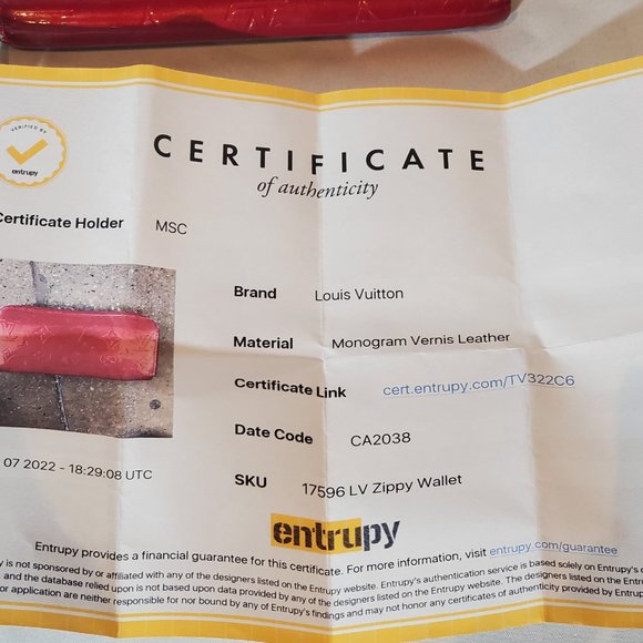 LV Red Vernis Monogram Zippy Wallet - Picture 3 of 3